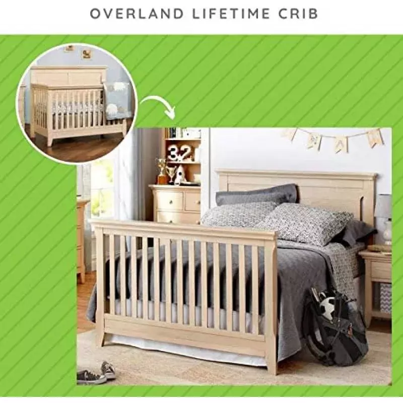 Full-Size Conversion Kit Bed Rails for Baby Cache Cribs | Multiple Finishes Available (Sandstone)