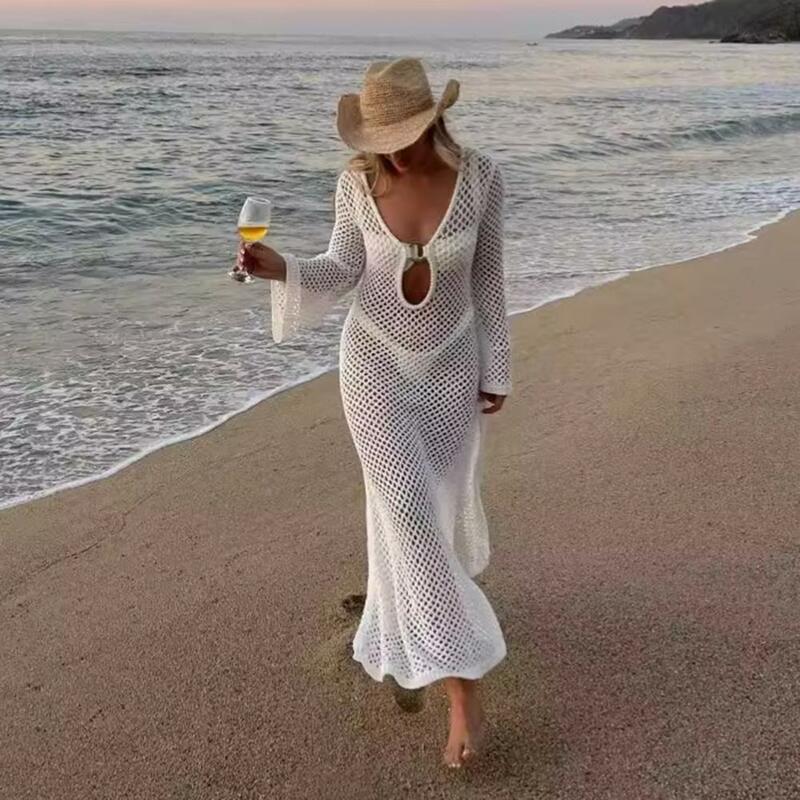 Bikini Cover Up Cover-up Stylish Swimwear Cover Up Dress with Long Sleeves Crochet Beachwear for Women Sexy for Summer