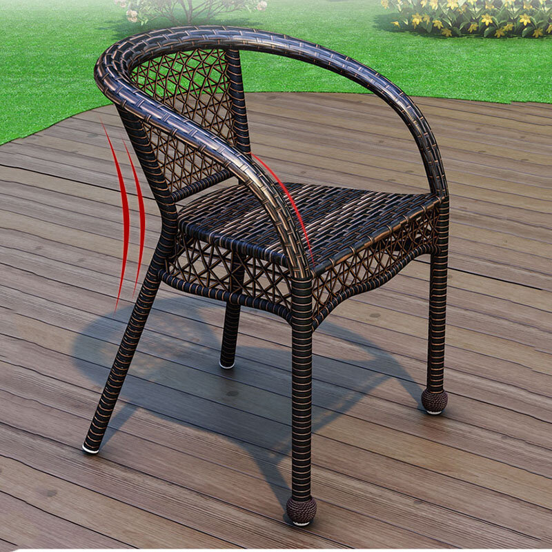Silla tejida de plástico PE para exteriores, muebles de jardín nórdicos de diseño moderno con respaldo, sillón, taburetes de ocio para el hogar