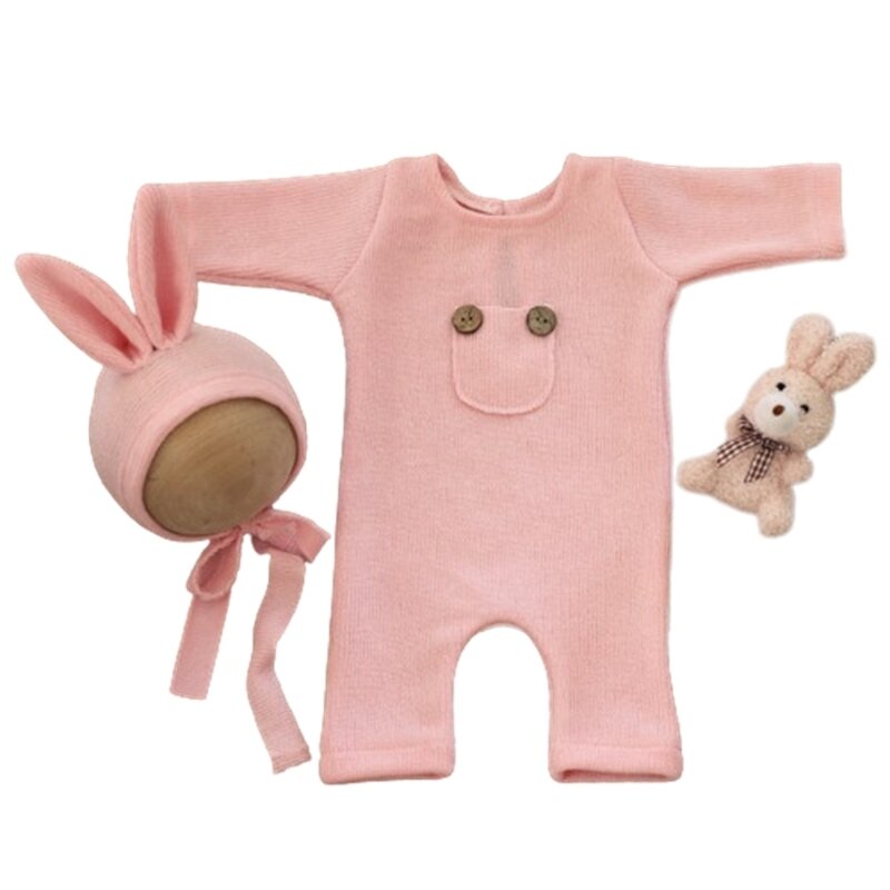3 piezas recién nacido foto Prop mameluco sombrero muñeca disfraz infantil accesorios para 0-1 mes