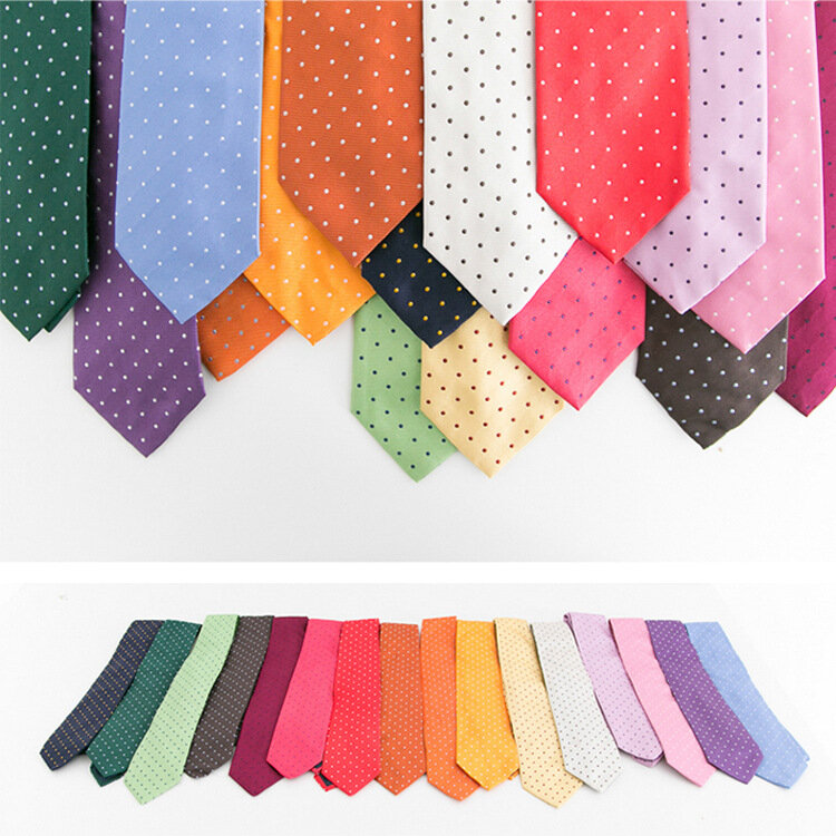 Cravate à pois pour hommes, 8CM, accessoire de mariage, à la mode, Orange, bleu, rouge