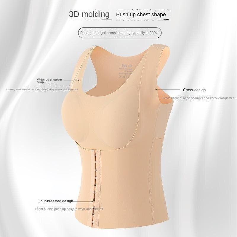 Chest support beautiful back pressure clothes Kaka body shaping clothes sports underwear buttons gather together bra abdomen