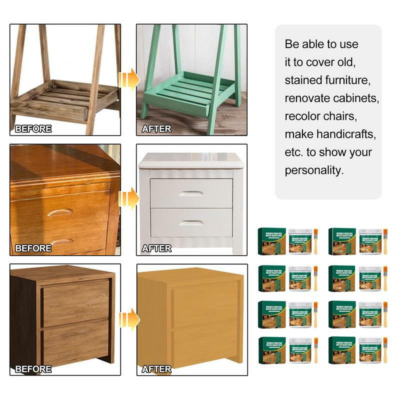 Kit de pintura para muebles de madera, pintura de armario a base de agua de 100g, pintura Interior de casa para armarios, puertas, mesas y vestidores, reacabado