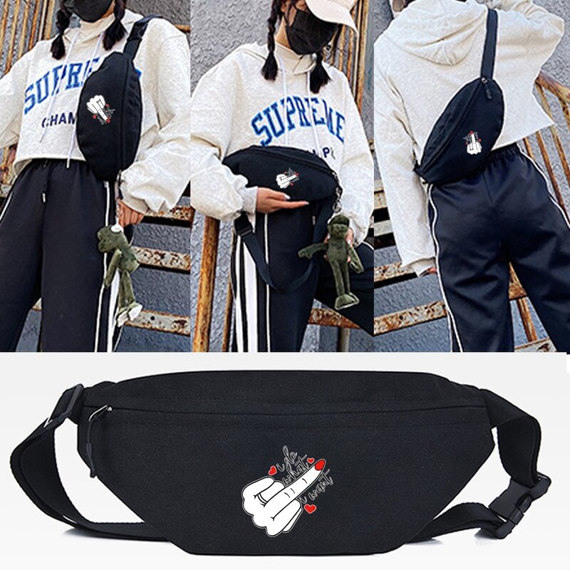 Unisex Waist Bag Chest Pack Outdoor Fitness Sports Crossbody Bag Hand Printing Casual Travel Belt Bag Fashion New Shoulder Packs