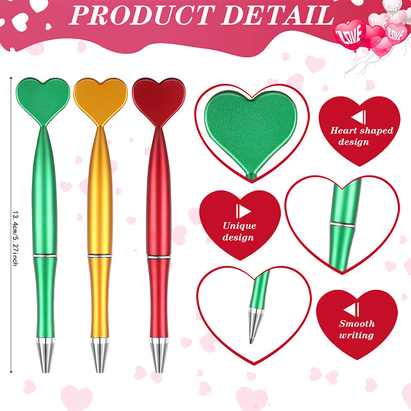 220Pcs Heart Shaped Ballpoint Pens Novelty Gel Ink Pens For Student Teacher Office School Home Supplies Party Favors Gifts