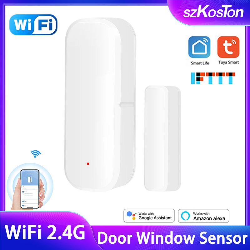 Tuya-Sensor de puerta con WiFi para el hogar, detectores abiertos y cerrados, Control de vida inteligente, protección de seguridad para Alexa y Google Home