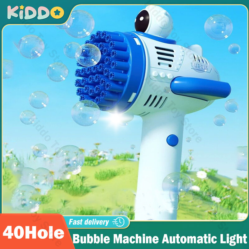 Mesin gelembung otomatis listrik cahaya gelembung pistol astronot musim panas pantai mandi luar ruangan permainan fantasi mainan untuk anak-anak hadiah