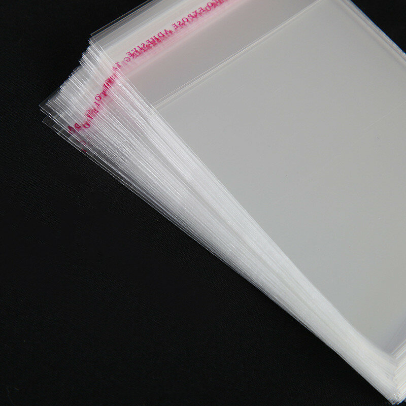 Bolsa de celofán autoadhesiva transparente de varios tamaños, bolsas de plástico pequeñas de cierre automático para embalaje de dulces, bolsa resellable, 100 Uds.