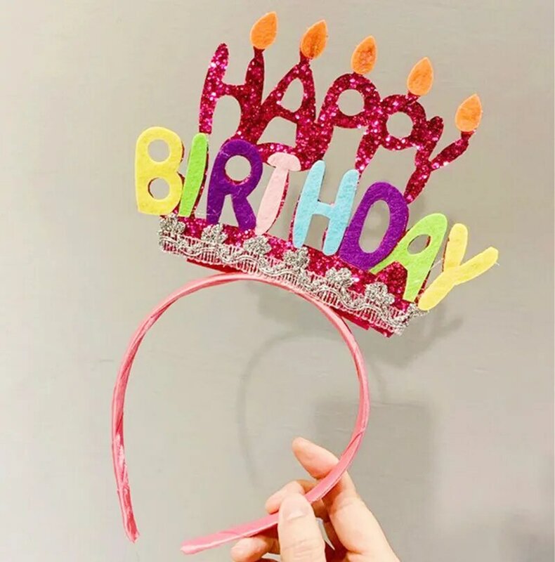 Girl Princess Happy Birthday Crown Headband Women Tiara Headpiece Hairband