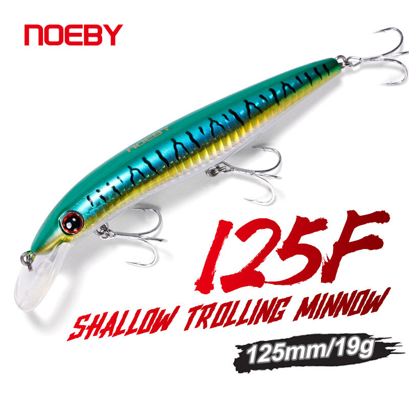 NOEBY-Minnow Fishing Lure com Sharp Treble Hooks, Isca Artificial, Hard Fishing Lures Tackle, NBL9242, 125mm, 19g