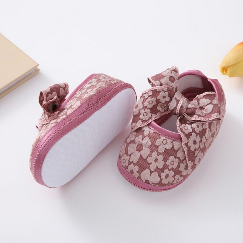 Sapatos de sola macia antiderrapante para bebês, Bowknot Flats, sapatos de princesa fofos, criança infantil, primeiro caminhante, recém-nascido, primavera, outono