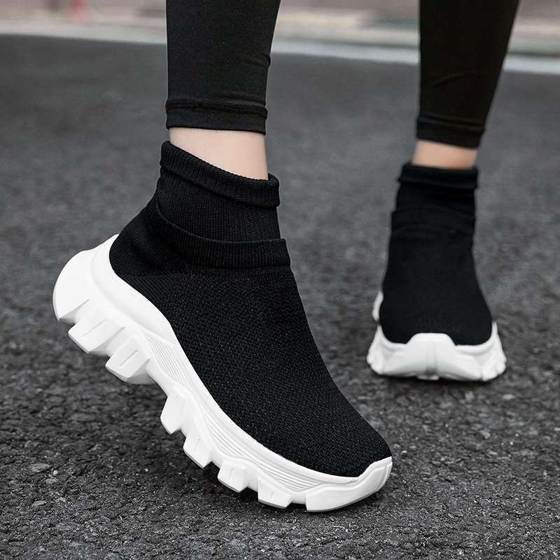 MWY Woman Sneakers Platform Sports Shoes Comfortable Ankle Sock Shoes Zapatillas Increase Height Casual Shoes Size 35-45
