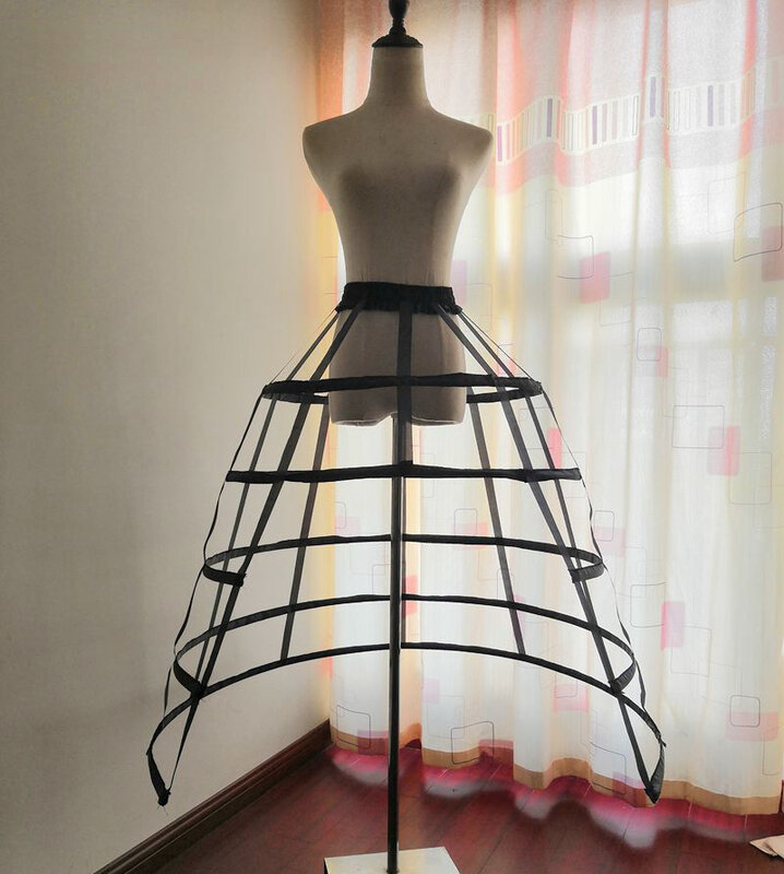 Falda interior de jaula de crinolina para mujer, enaguas blancas y negras