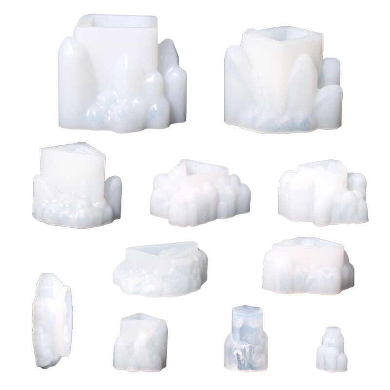 Growing cristal quartzo rock resina epóxi moldes de silicone cristal pedra cascalho fundição moldes de jóias fazendo para artesanato chaveiro