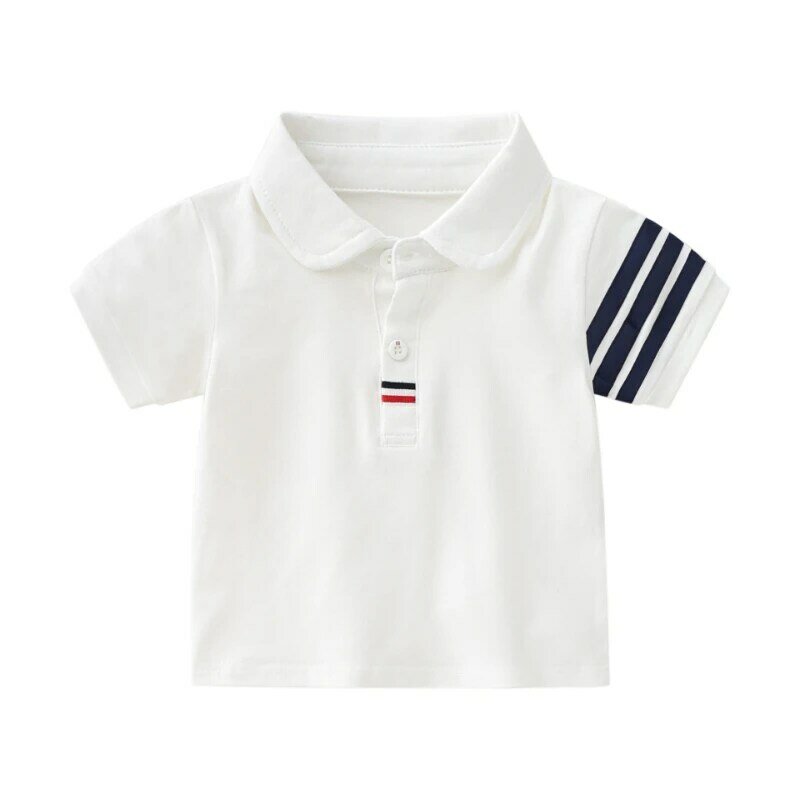 ICJAEHAO 2024 Summer New Boys Suit Short-sleeved Lapel Polo Shirt T-shirt Shorts Baby Cotton Korean-style Sports Two-piece Set