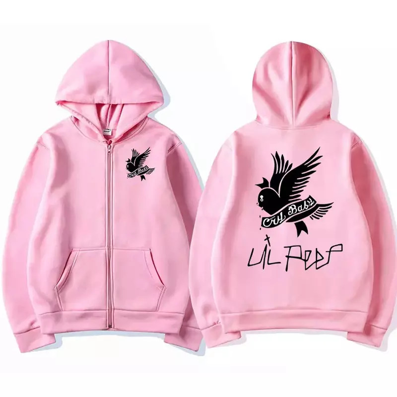 Hot Rapper Lil Peep Print Zipper Hoodie Men Women Hip Hop Vintage Zip Up Sweatshirt Trend Fashion Oversized Pullovers Streetwear