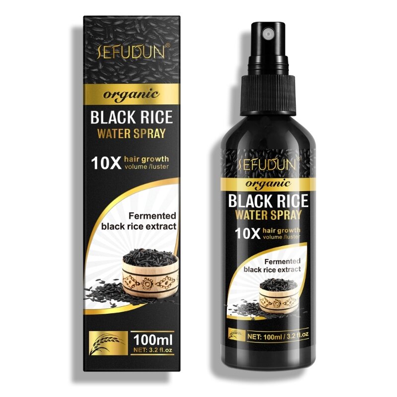 Aceite esencial para cuidado del cabello, líquido arroz negro para fortalecer cabello, nutre raíces del cabello, mejora bifurcación, anticaída del cabello