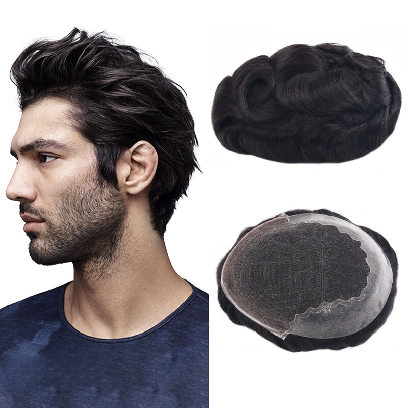 Neitsi-男性用スイスレーストーピー,puベース付き,耐久性のある男性の髪の毛のパンティー,自然な人間の髪の毛,交換用システムユニット,q6