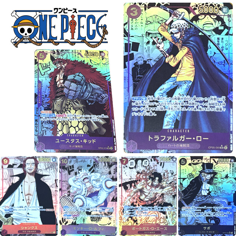 Personajes de Anime Trafalgar D., One Piece Shanks de la Ley del agua, juguetes de juego caseros DIY, tarjeta de colección de bronceado, regalo de cumpleaños y Navidad