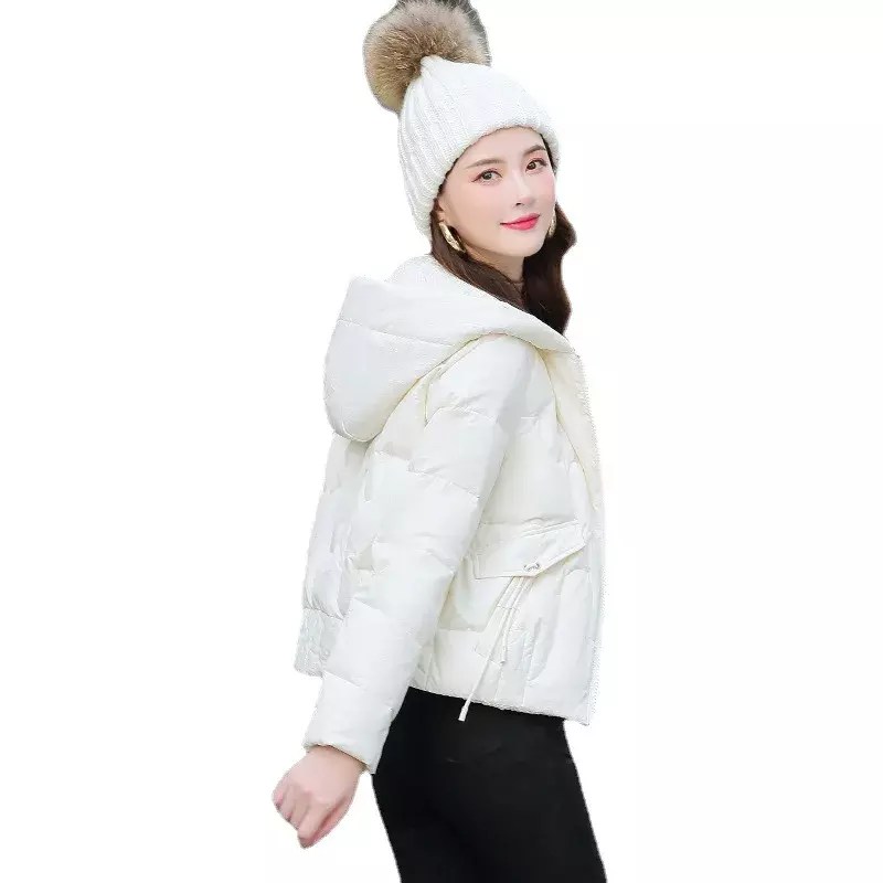 Mantel wanita kasual, mantel bulu angsa putih kasual Musim Dingin 2022