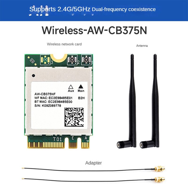 Carte réseau sans fil de bande de touristes de Aw-Cb375Nf de Waveshare 2.4G/5 mesurz technologie sans fil de génération de Wifi5