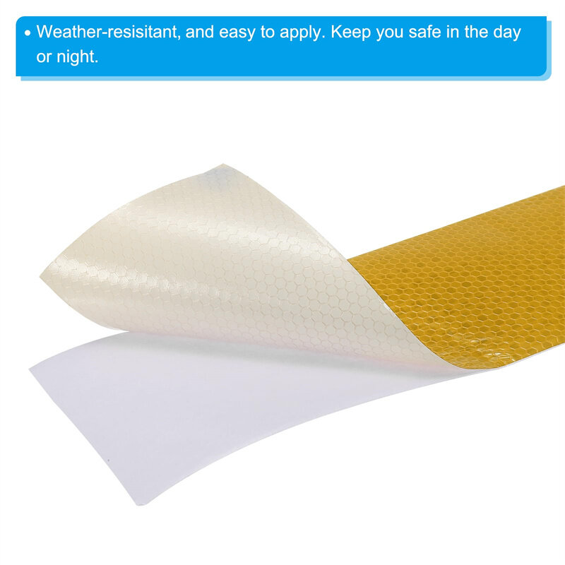 방수 반사 소재 반짝이는 벌집 PVC 반사판 스티커, 안전 경고용, 노란색, 3m * 4 인치