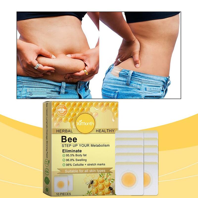 10Pcs/Bag Bee Patches Relieve Stress Lymphatic Drainage Slimming Patch Detox Abdominal Navel Sticker For Swelling