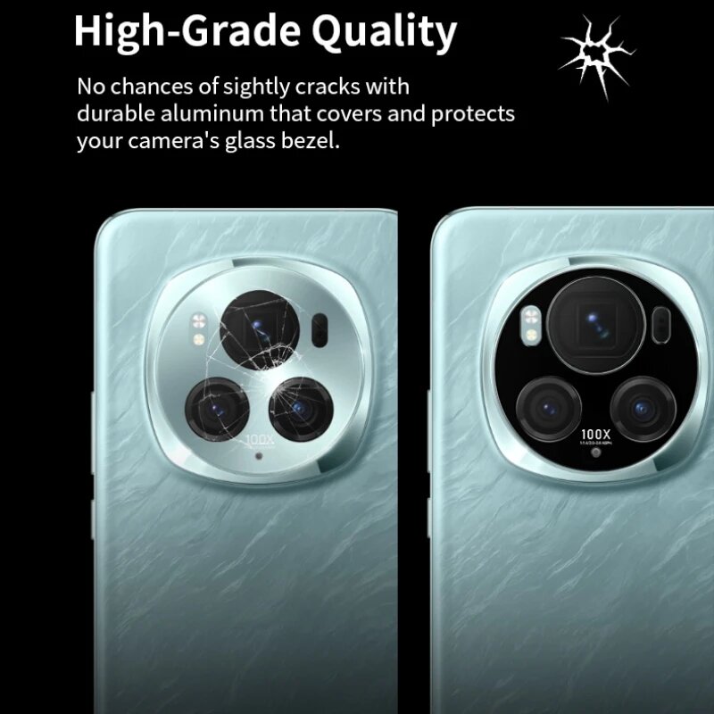 Film de protection d'objectif d'appareil photo en aluminium pour Honor Magic6 Pro Lite, protecteur d'écran, couvercle métallique d'appareil photo, 2 pièces