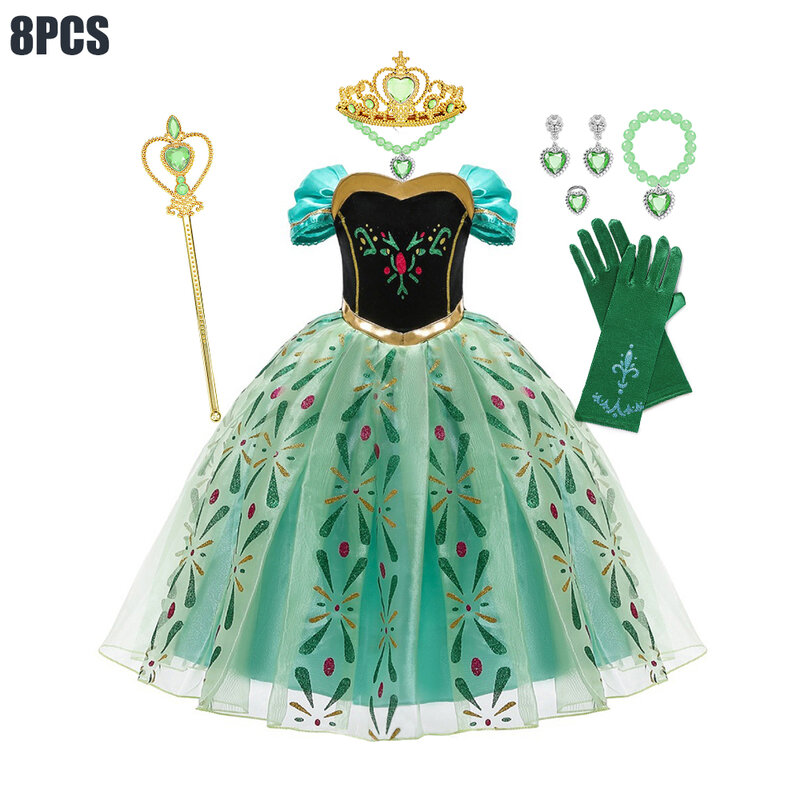 Disney-Costume de Princesse Anna Frozen pour Fille, Cosplay, Balle, Quelle que soit la Robe de Barrage, ixd'Anniversaire, Habillage, Vêtements d'Halloween