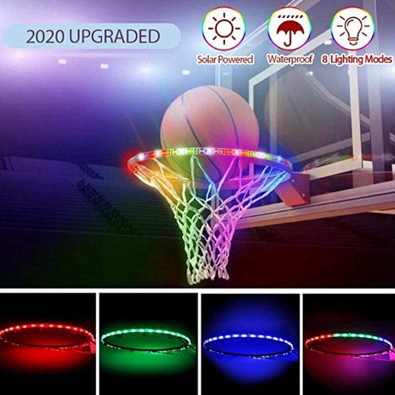 Led Basketball Hoop Lights Playing At Night RGB Led Strip Lamp Basketball Rim Attachment Night Light