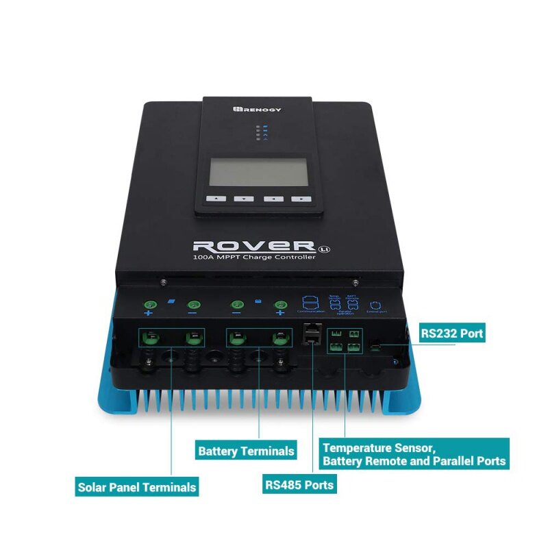 Controlador de Carga Solar MPPT, 100A, 12V, 24V, 36V, 48V, DC Input, Ajustável, Display LCD, Carro Parâmetros Regulador