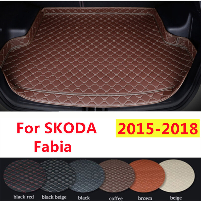Skoda Fabia 2018 2017-2015 alas bagasi mobil พรมซับในคาร์โก้อุปกรณ์ตกแต่งรถยนต์ด้านหลังแบบปรับแต่งได้ทุกสภาพอากาศ