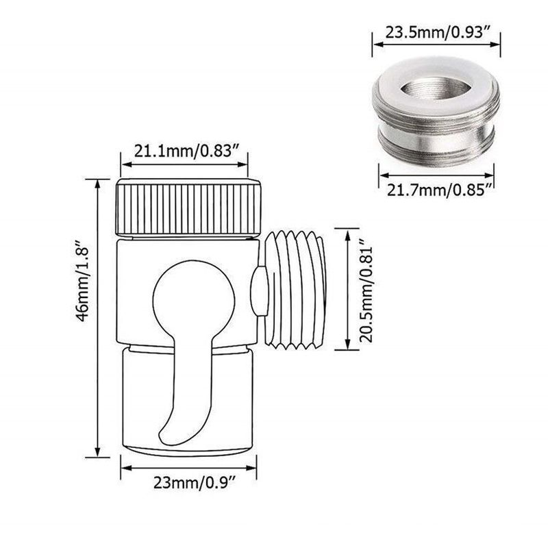 Alloy Switch Faucet Adapter, Válvula desviadora divisor pia com aerador, Conector da torneira para cozinha WC Bidé Chuveiro Banheiro
