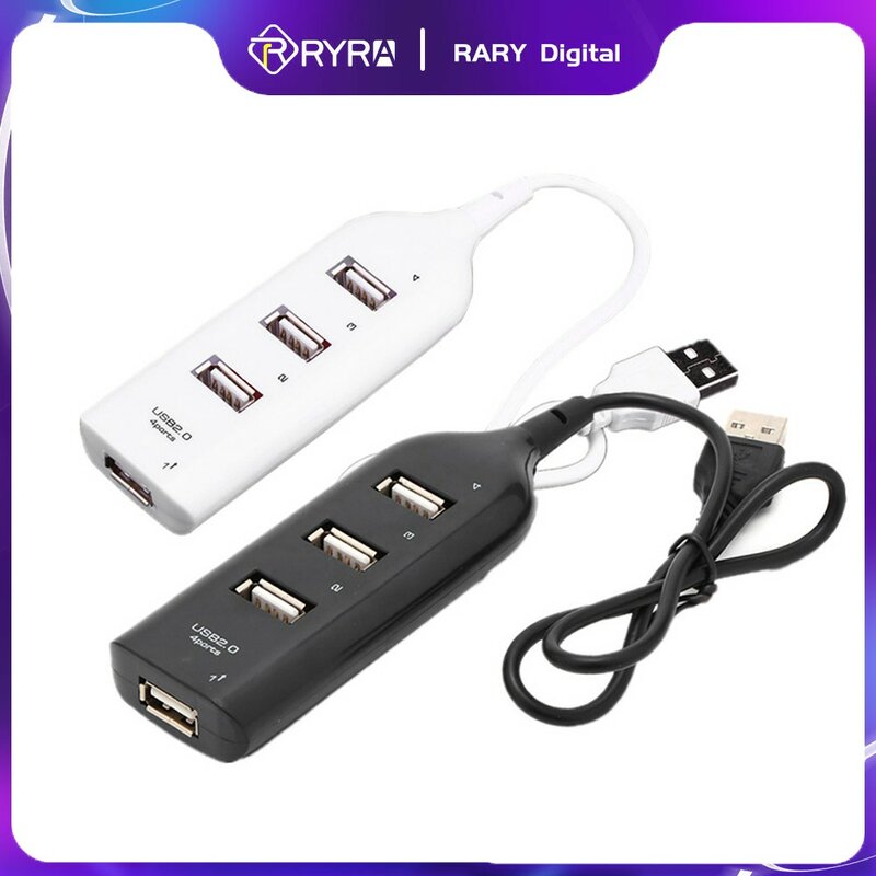 RYRA Hub USB Universal Kecepatan Tinggi 4 Port Multi USB 2.0 Hub dengan Kabel Mini Hub Soket Adaptor Kabel Pemisah Pola untuk Laptop