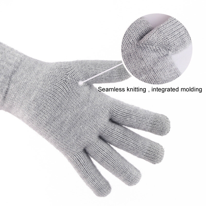 Dwuwarstwowy pluszowe izolowane zimowe rękawice ulepszony ekran dotykowy zimna pogoda termiczne ciepłe dzianinowe rękawice do jazdy pieszej
