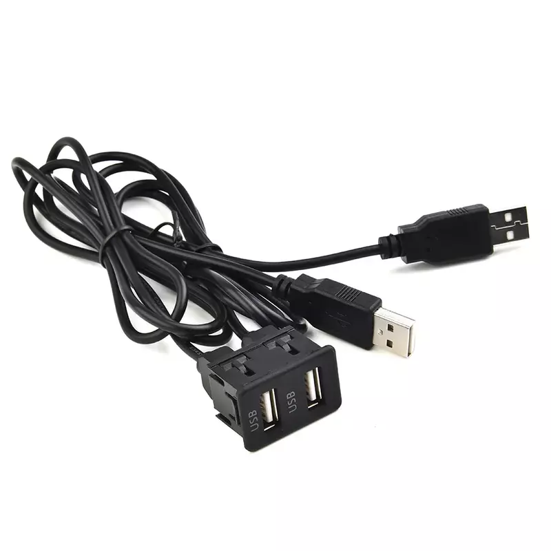 100CM untuk dasbor mobil Flush Mount Panel Port USB Dual USB kabel adaptor ekstensi Multimedia Unit kepala Aksesori USB ganda perahu otomatis