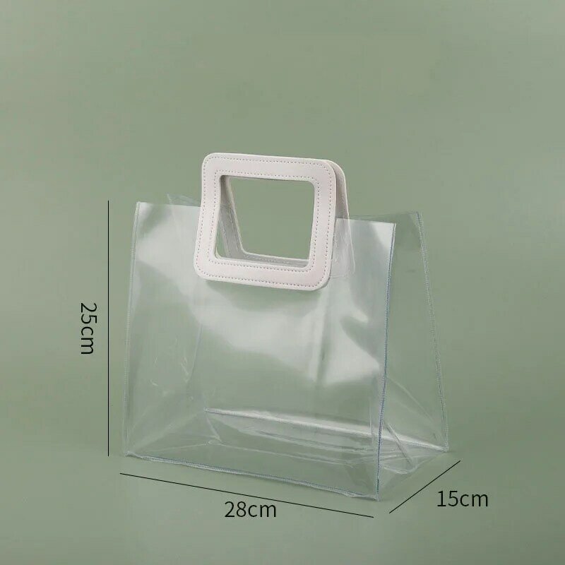 투명 플라스틱 핸드백 투명 토트백 보관 가방, PVC 생일 선물 가방