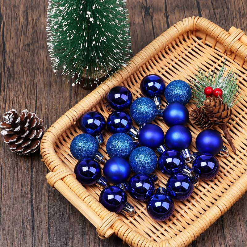 Bola Bauble pingente para decoração de árvore de Natal, festa, artesanato DIY, presentes de Natal, 3cm, 24pcs