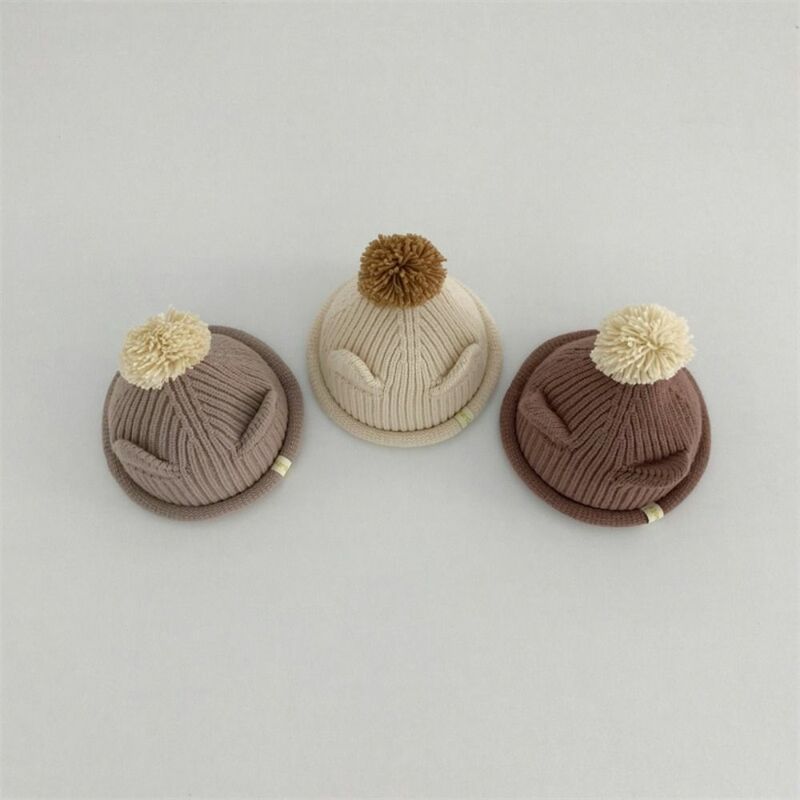 Windproof Knitted Hat Fashion Autumn Winter Soft Plush Hat Cute Ears Baby Warm Cap