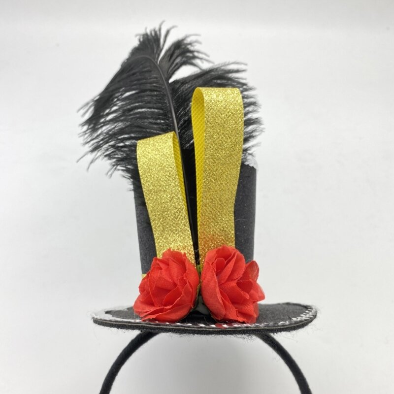 Eleganter Blumen-Fascinator-Zylinder mit glitzerndem Pillbox-Hut für die Make-up-Party