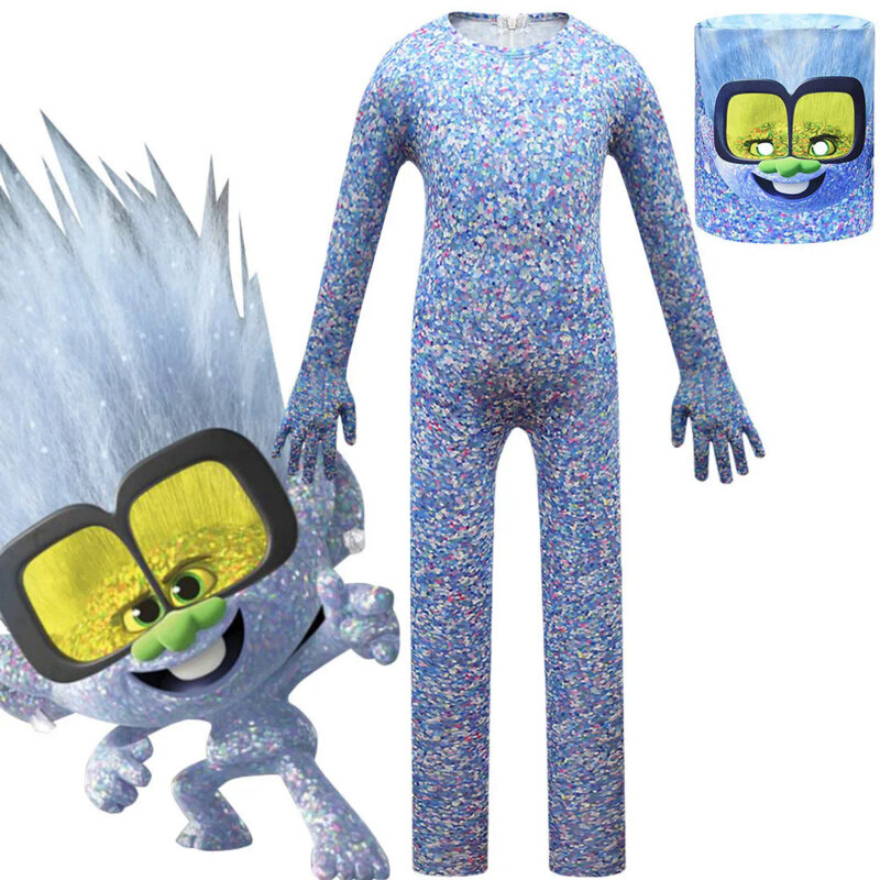 Trolls 2 trajes cosplay zentai para crianças, macacões de festa de Halloween, roupas infantis, Little Guy Diamond, traje de Natal