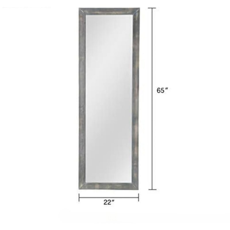 Espejo de piso de longitud completa, espejo de pared alto rústico tradicional, de pie o inclinado contra la pared, para dormitorio y sala de cuerpo
