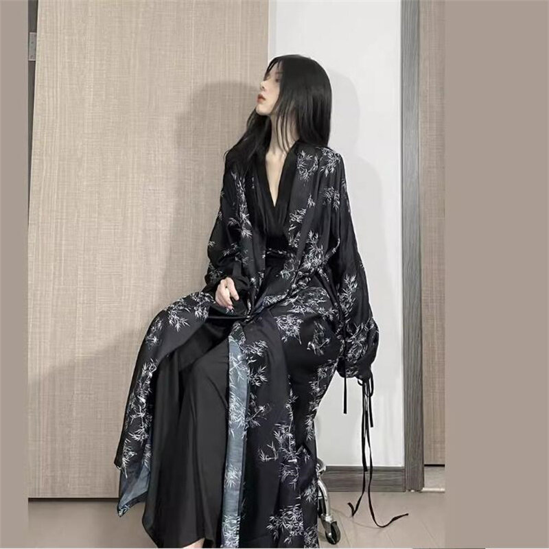 Chinese Style Weijin Hanfu Kimono Cape Unisex Adult Men Women Printed Artistic Dress Ancient Costume Ancient Cosplay Robe Party