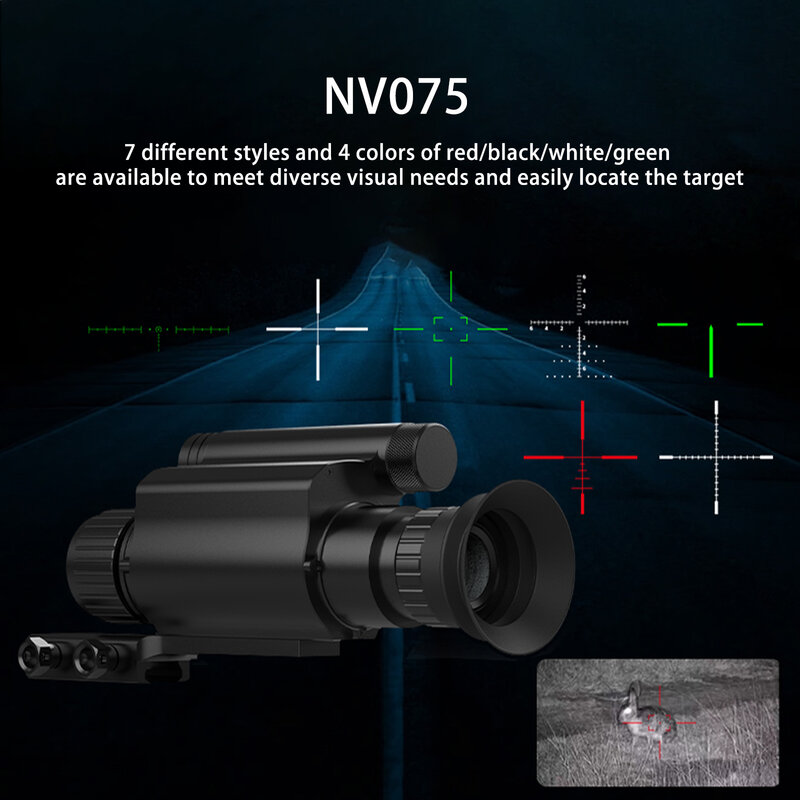 New NV075 HD Monocular Night Vision Infrared Editable Camera Cross Cursor NV Hunting Night Mirror Providing Multiple Lenses