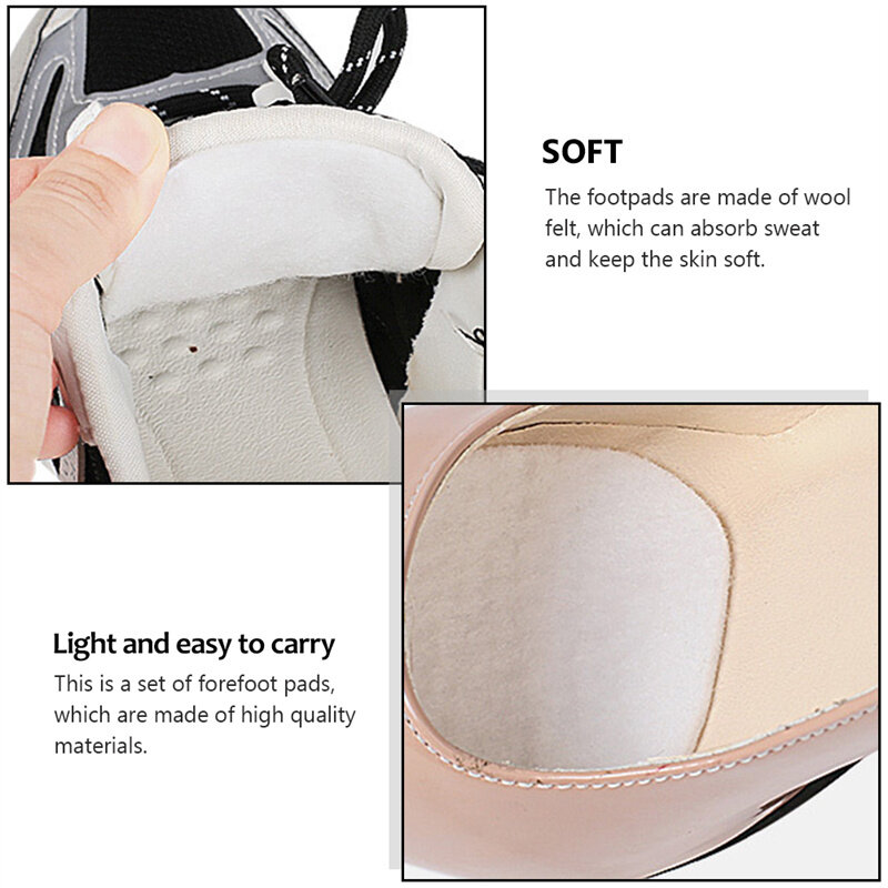 Felt Forefoot Pad for Shoes Foot Pain Protector Anti-wear Self-Adhesive Sticker Shock Absorbing Soft Inserts Shoe Tongue Cushion