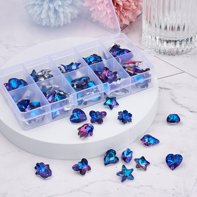 100 Stück Glas Strass Anhänger Herz Stern Charms für Frauen DIY Halsketten Armbänder baumeln Ohrringe Schmuck machen Accessoires