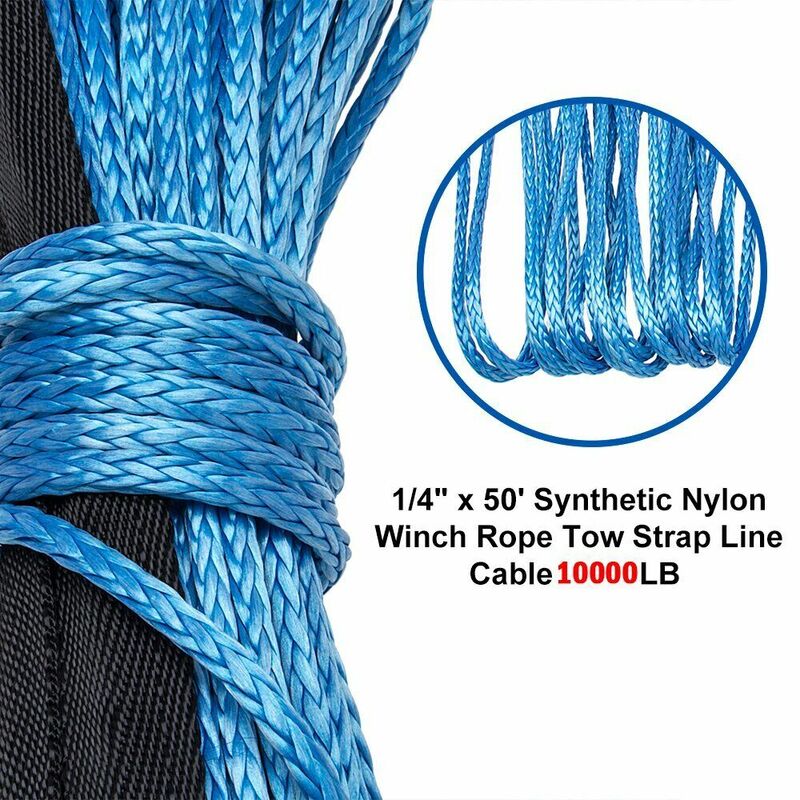 Corde de treuil synthétique avec gaine, câble de récupération, Dyneema, 4.8 tonnes, 2.5mm x 15 mètres