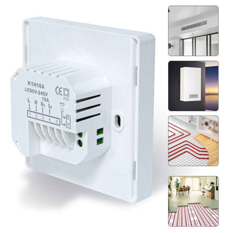 Thermostat numérique blanc, pièces de rechange, chauffage par le sol, chauffage mural, 8.6x8.6x4cm, tout neuf, accessoires