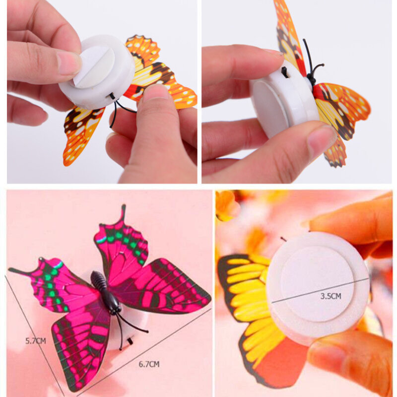 12/24PCS Led giocattolo decorativo creativo colorato luminoso farfalla luce notturna pasta lampada da parete piccolo gioco atmosfera luce