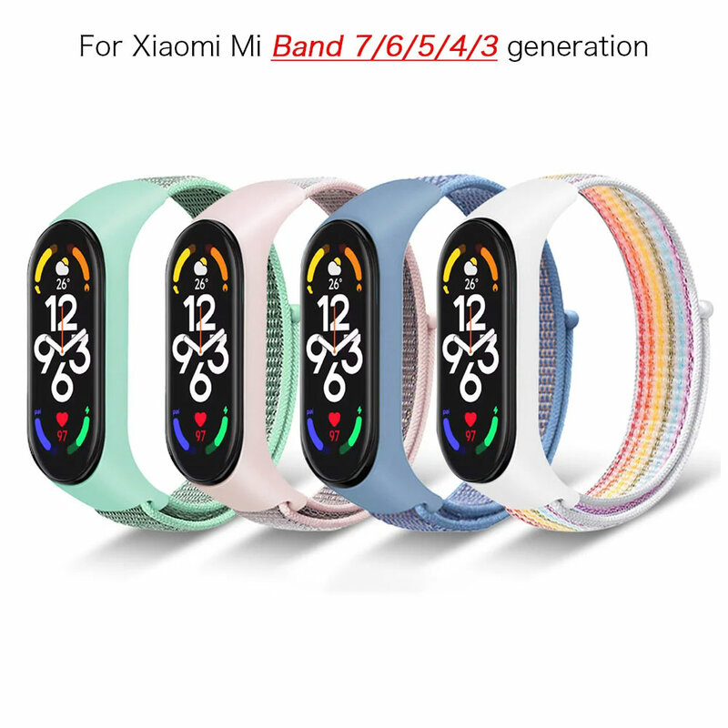 Correa de nailon para Xiaomi Mi Band 7, 6, 3, 5, pulsera deportiva transpirable, repuesto